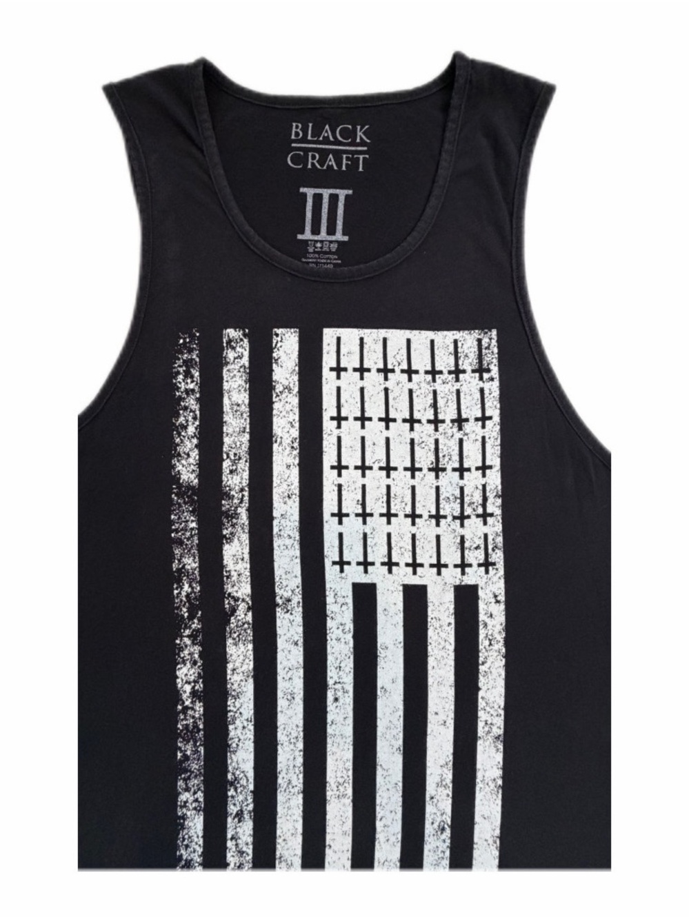 Blackcraft Cult Graphic Tank Top Black “One Nation” Flag Print Mens Med/Large